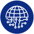 Ícone de um globo conectado, representando tecnologia